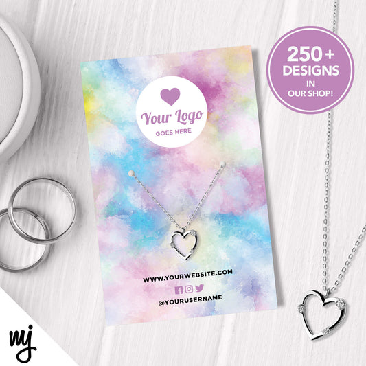 Custom Jewellery Backing Card Printing | Watercolour Pink Purple Mermaid