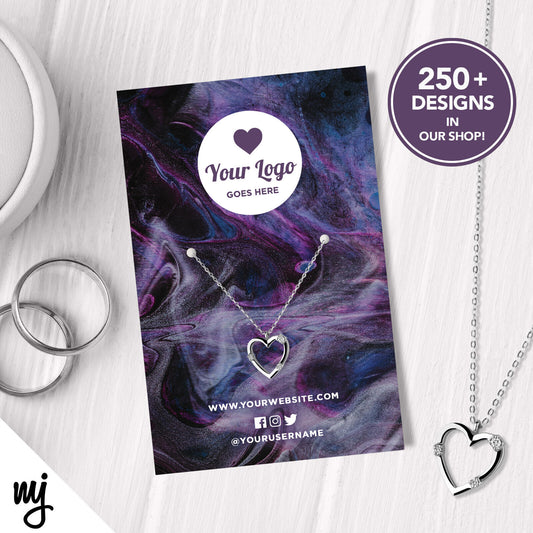 Custom Jewellery Backing Card Printing | Space Purple Stars Sky Galaxy Swirl