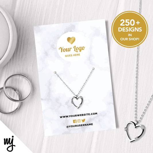 Custom Jewellery Backing Card Printing | Marble Gold Modern Style Design