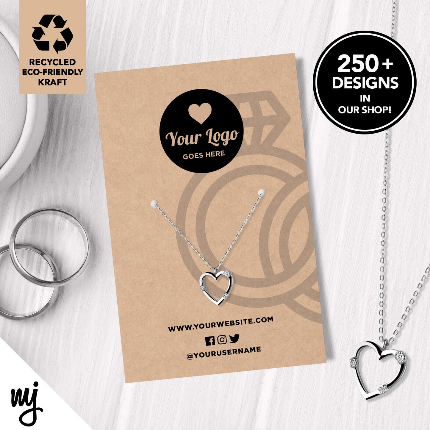 Custom Kraft Jewellery Backing Card Printing | Eco Recyclable Ring Design 01