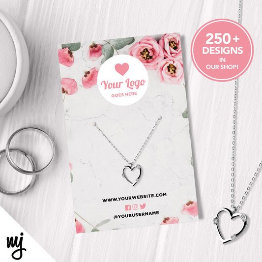 Custom Jewellery Backing Card Printing | Pink Feminine Floral Flowers 02