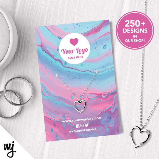 Custom Jewellery Backing Card Printing | Pink Purple Blue Pastel Abstract