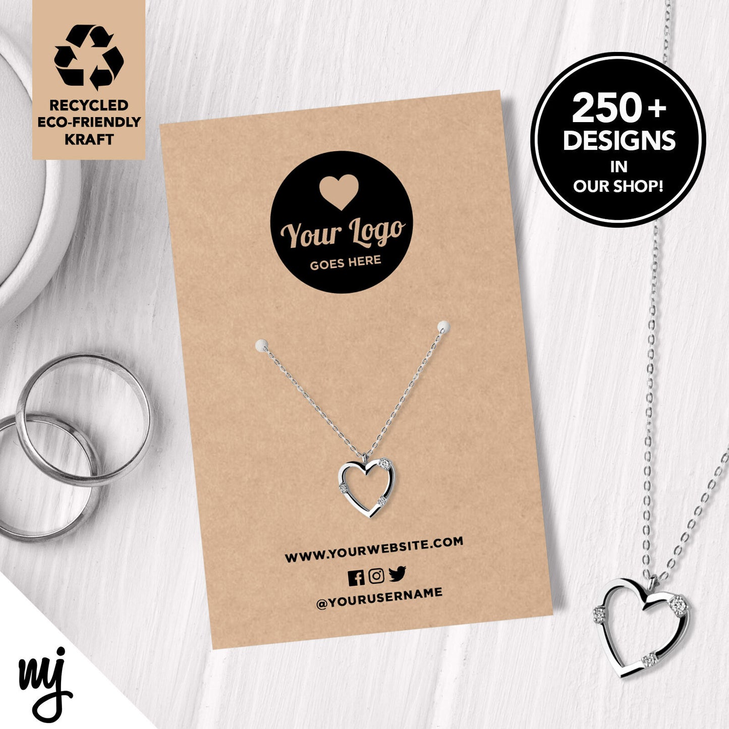 Custom Kraft Jewellery Backing Card Printing | Eco Friendly Recyclable