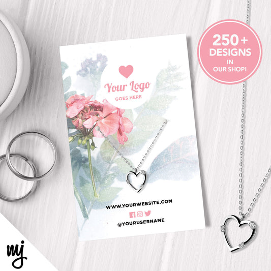 Custom Jewellery Backing Card Printing | Pink Feminine Floral Flowers 05