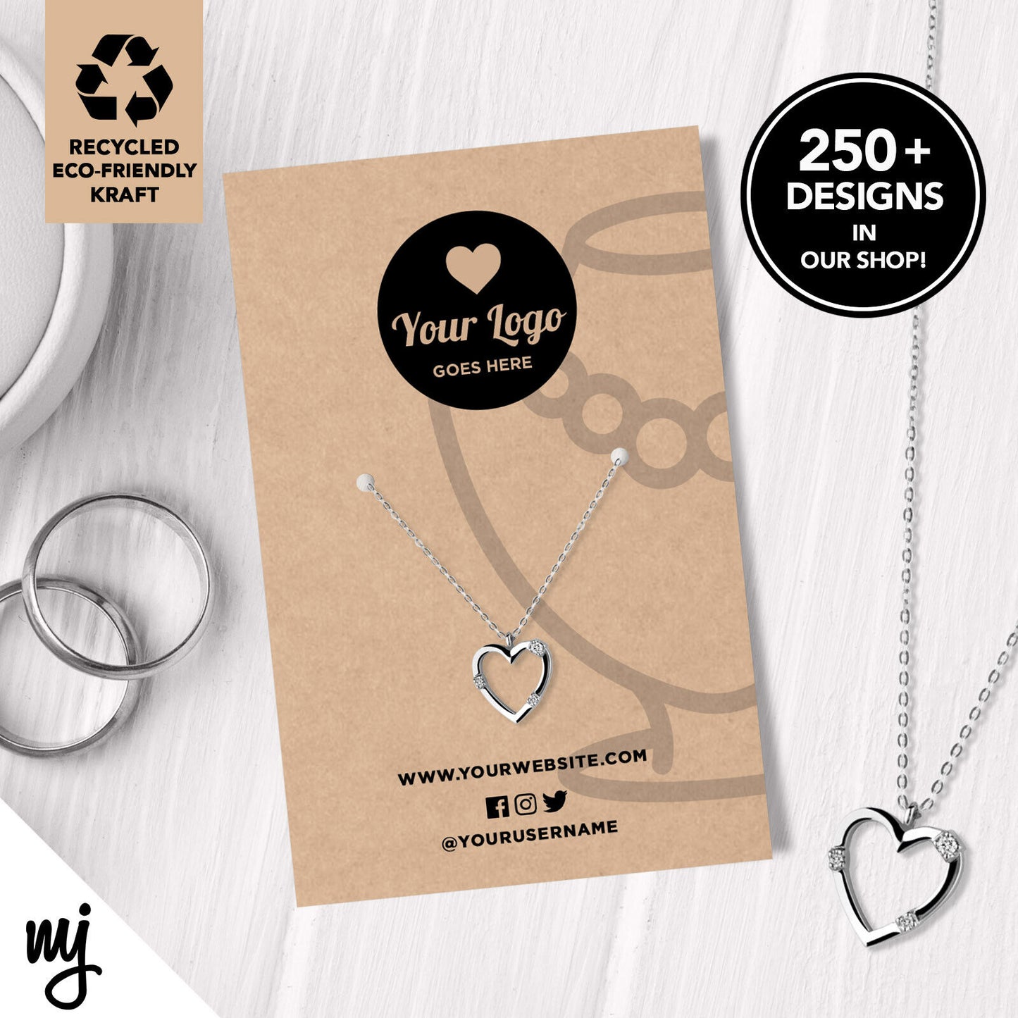 Custom Kraft Jewellery Backing Card Printing | Eco Recyclable Necklace Design 01