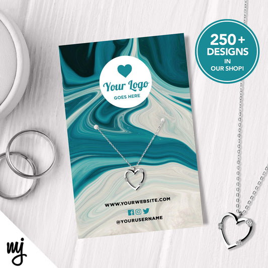 Custom Jewellery Backing Card Printing | Blue White Dye Swirl Water Flow