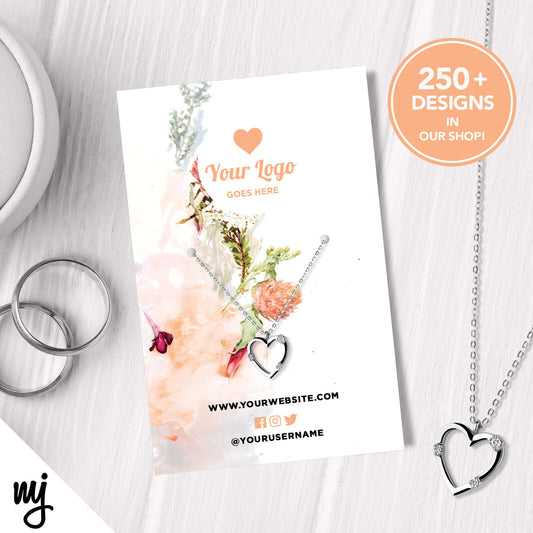 Custom Jewellery Backing Card Printing | Floral Peach Feminine Flower 04