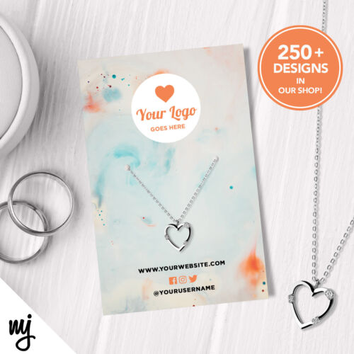 Custom Jewellery Backing Card Printing | Orange Blue Water Paint Droplets