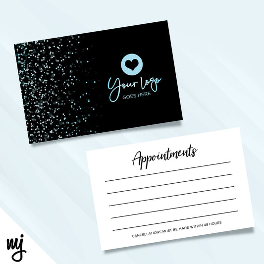 Black Blue Glitter Appointment Cards