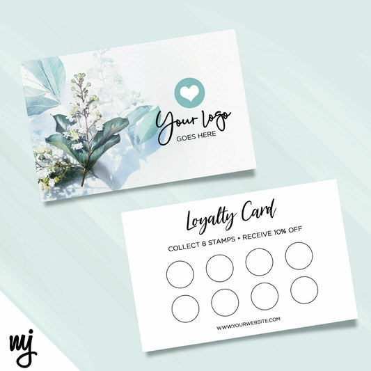 Custom Loyalty Card Printing | Floral Teal Feminine Generic Flower Design 03