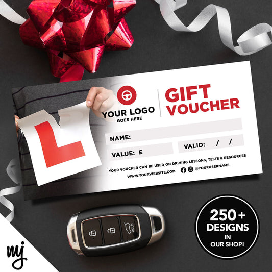 Custom Printed Business Gift Vouchers | Driving School Lesson Car Learner 02