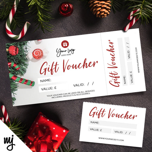 Custom Printed Gift Vouchers | Perforated | Christmas Holidays Candy Cane 08