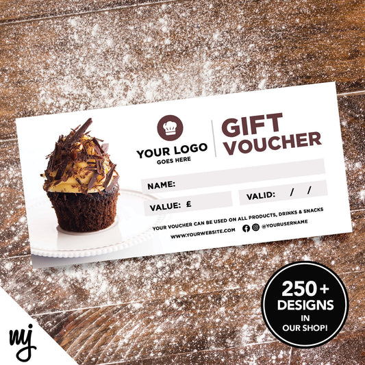 Custom Printed Business Gift Vouchers | Bakery Cake Bread Shop Food Cafe 07