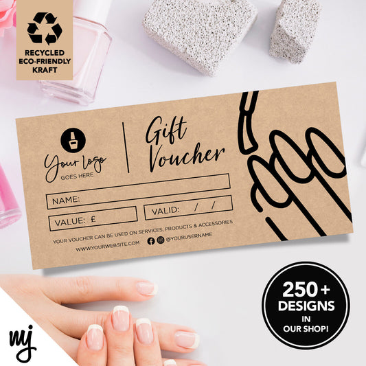 Custom Recyclable Kraft Gift Vouchers | Nail Technician Nails Beauty Therapy 2