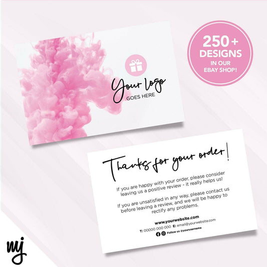 Custom Printed Ebay/etsy Thank You Cards | Pink Feminine Smoke Design 03