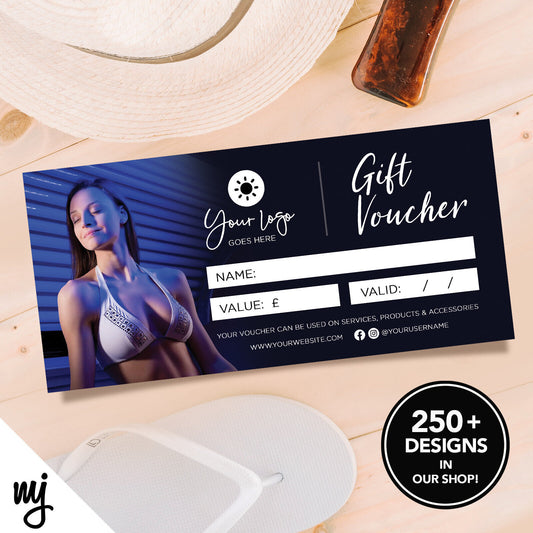 Custom Printed Business Gift Vouchers | Spray Fake Tan Tanning Sun Bed 02