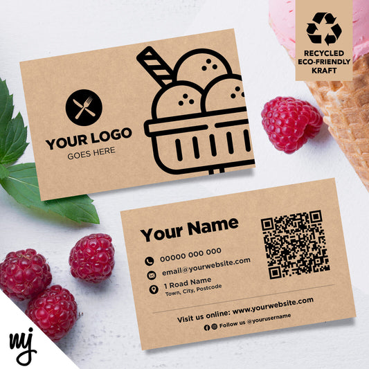 Kraft Business Cards Eco Recyclable | Ice Cream Van Desserts Pudding 03