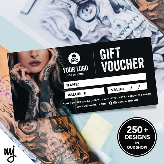 CUSTOM PRINTED BUSINESS GIFT VOUCHERS | TATTOO ARTIST SHOP STUDIO INK TAT 01