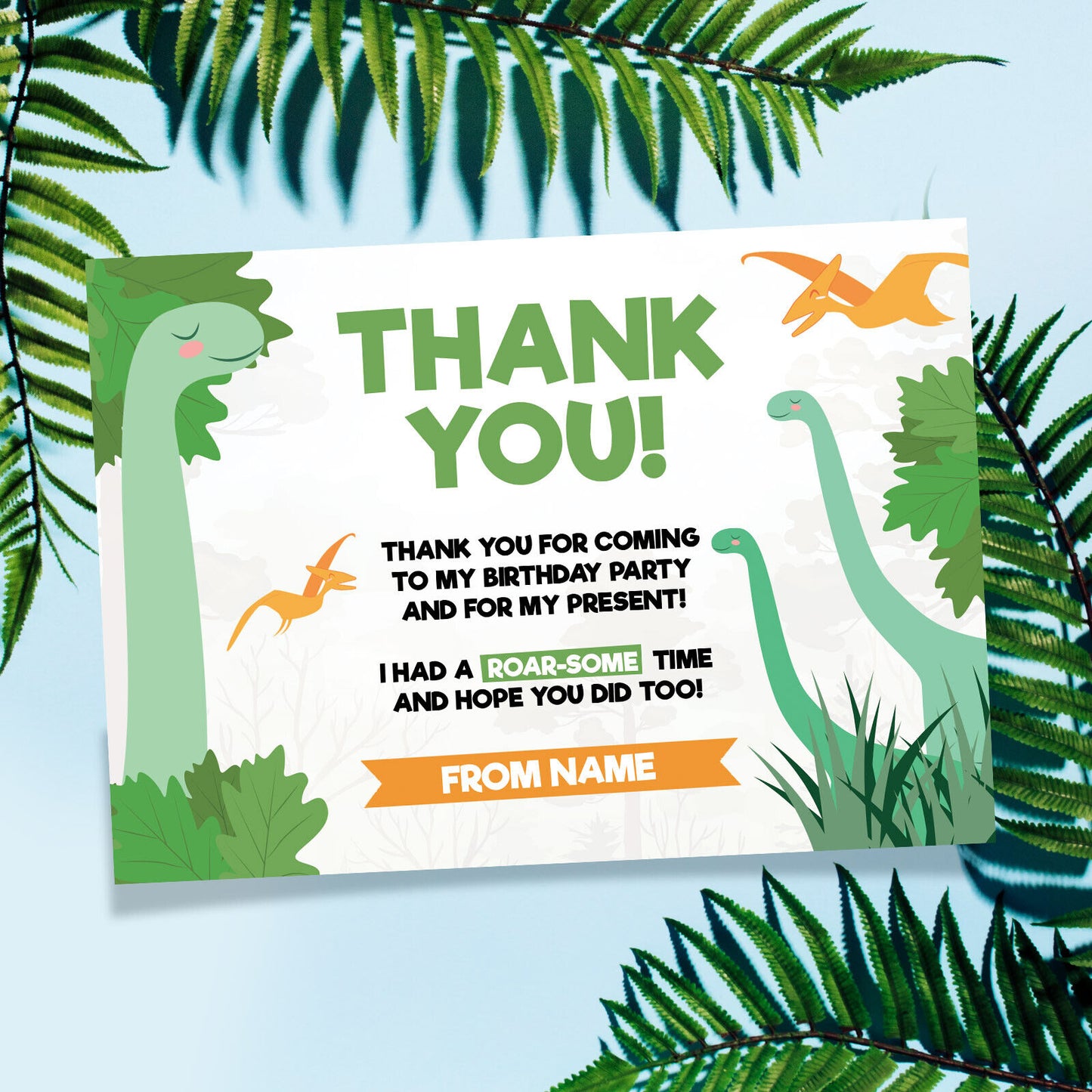 Personalised Dinosaur Dino Kids Party Invitations & Thank You Cards | Boys/girls