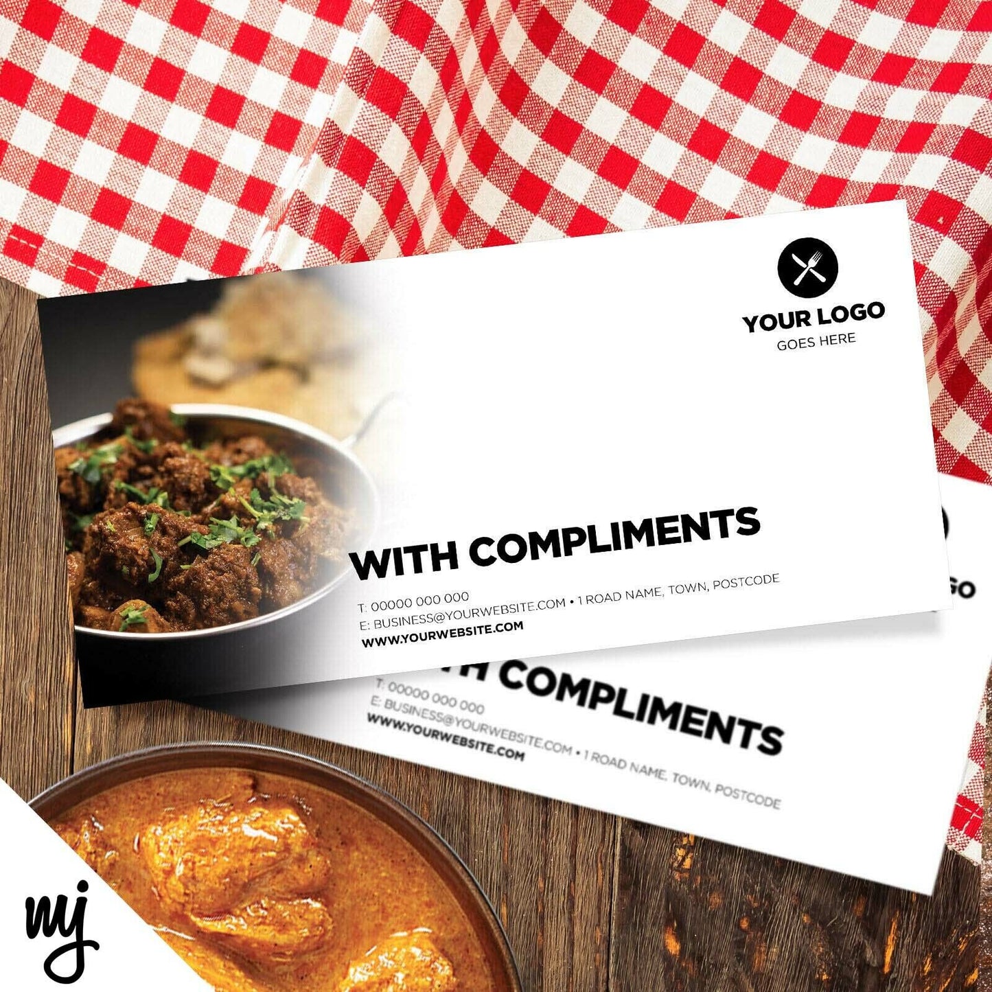 Custom Compliment Slip Printing | Curry Indian Restaurant Take Away Business