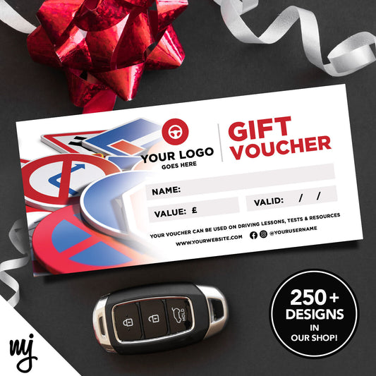 Custom Printed Business Gift Vouchers | Driving School Lesson Car Learner 03