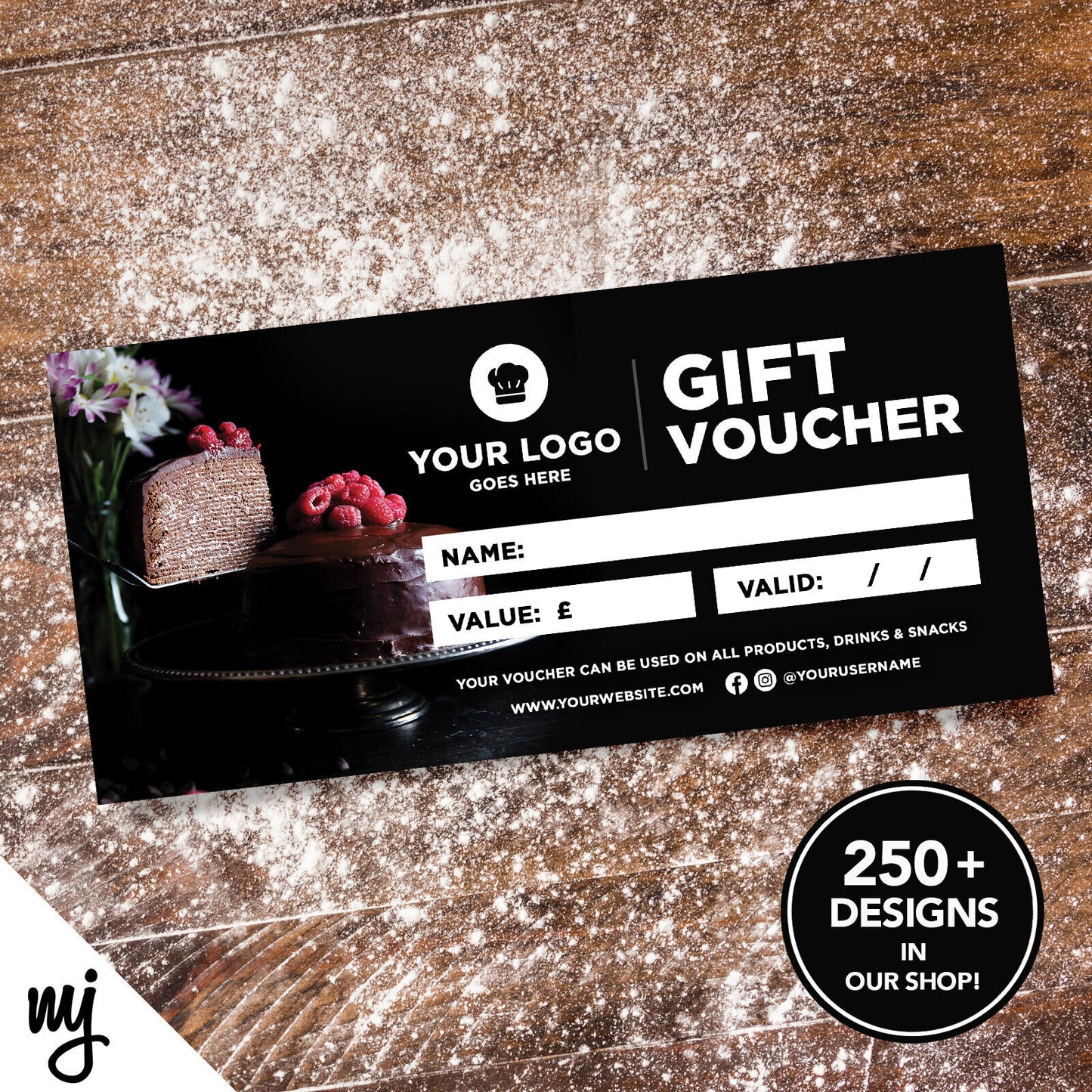 Custom Printed Business Gift Vouchers | Bakery Cake Bread Shop Food Cafe 05