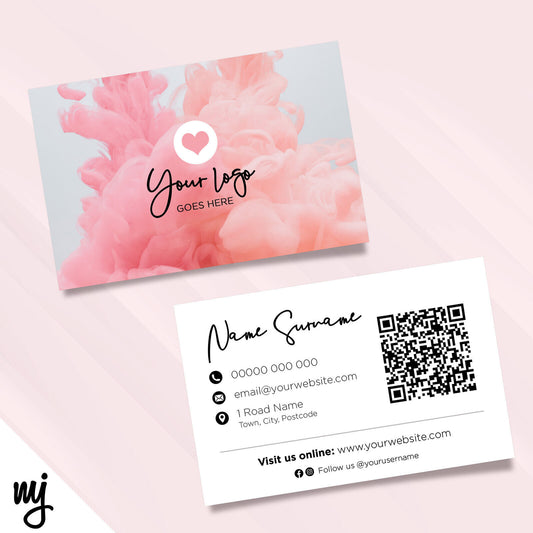 Custom Business Card Printing | Pink Grey Smoke Feminine Generic Design 02