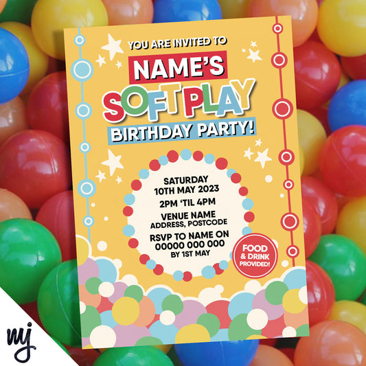 Personalised Soft Play Indoor Play Area Ball Pit Party Invitations For Kids 1