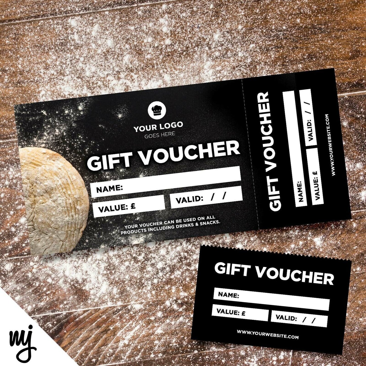 Custom Printed Gift Vouchers | Perforated | Bakery Cake Bread Shop Food Cafe 03