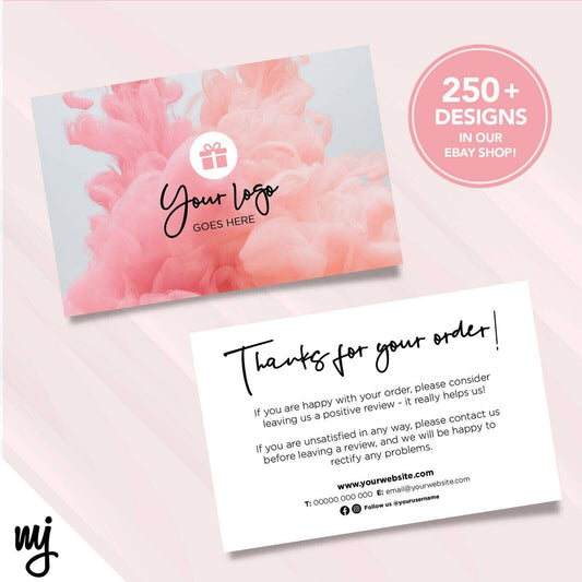 Custom Printed Ebay/etsy Thank You Cards | Pink Feminine Smoke Design 02