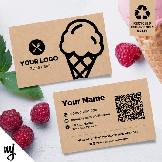 Kraft Business Cards Eco Recyclable | Ice Cream Van Desserts Pudding 04