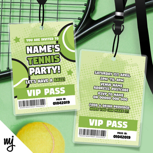 Tennis Party Vip Passes & Lanyards