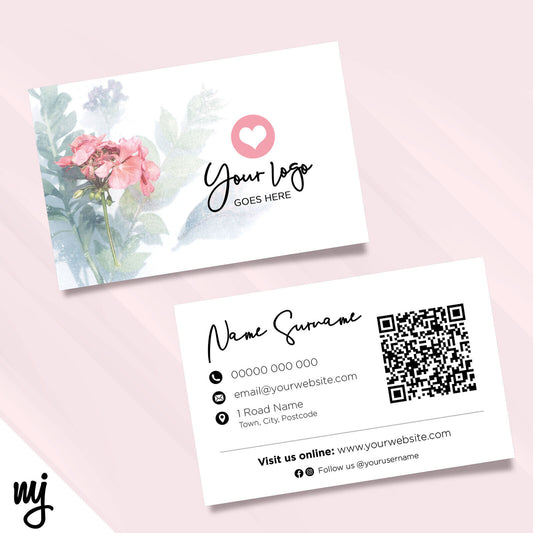 Custom Business Card Printing | Floral Pink Feminine Generic Flower Design 02