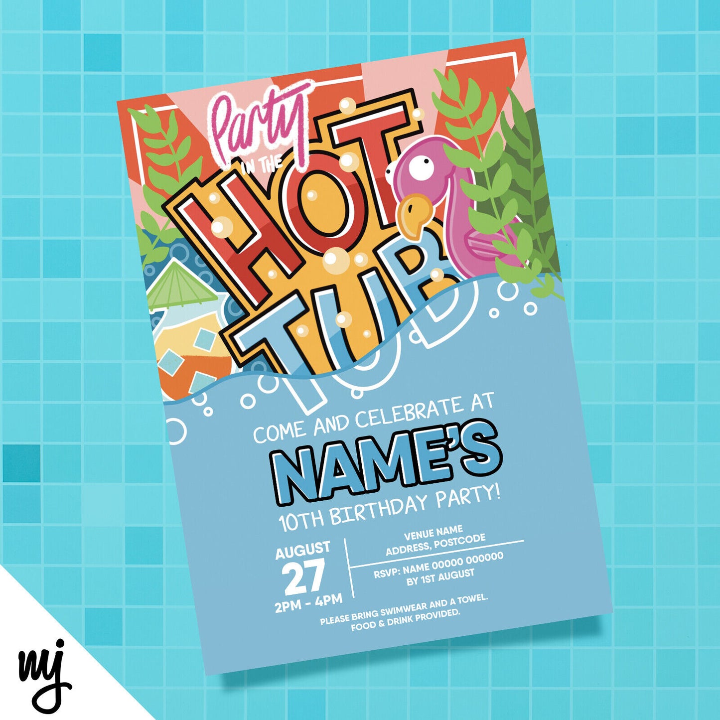 PERSONALISED HOT TUB POOL PARTY INVITATIONS  | ANY INFO!