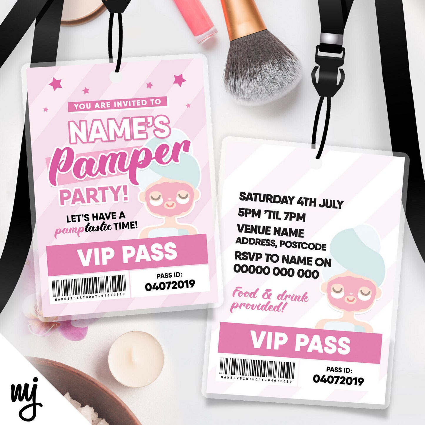 Pamper Party Vip Passes & Lanyards