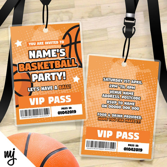 Basketball Party Vip Passes & Lanyards