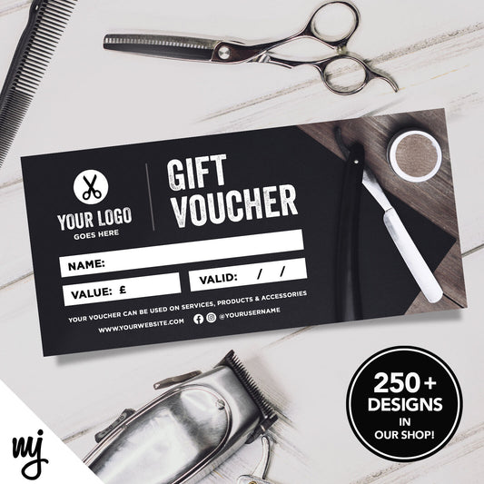 CUSTOM PRINTED BUSINESS GIFT VOUCHERS | BARBER HAIRDRESSER BUSINESS MEN 04