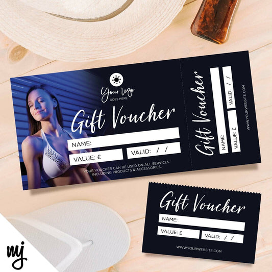 Custom Printed Gift Vouchers | Perforated | Spray Fake Tan Tanning Sun Bed 02