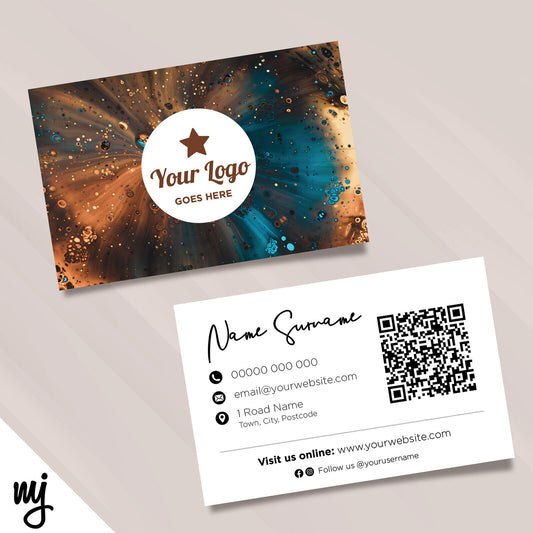 Custom Business Card Printing | Brown Blue Galaxy Sky Stars