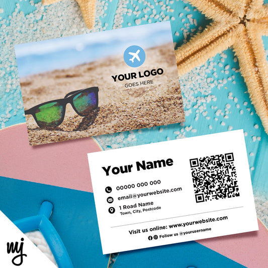 Custom Business Card Printing | Holiday Travel Agent Abroad Plane Airline 01