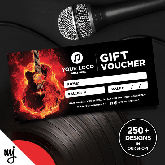 Custom Printed Business Gift Vouchers | Guitar Lesson Music Shop Gig Show 02