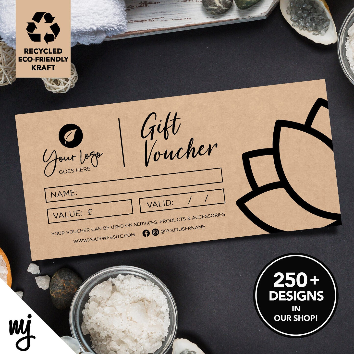 Custom Recyclable Kraft Gift Vouchers | Massage Masseur Beauty Therapist 01