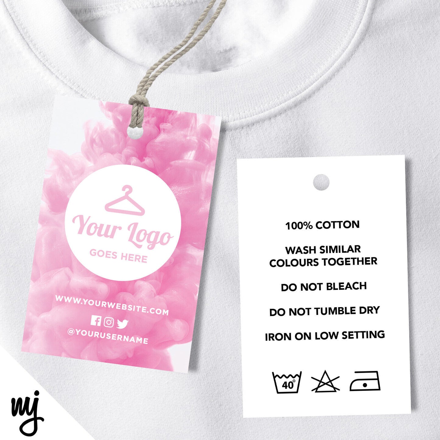 Custom Clothing Swing Tags Cards Printing | Pink Feminine Smoke Design 03