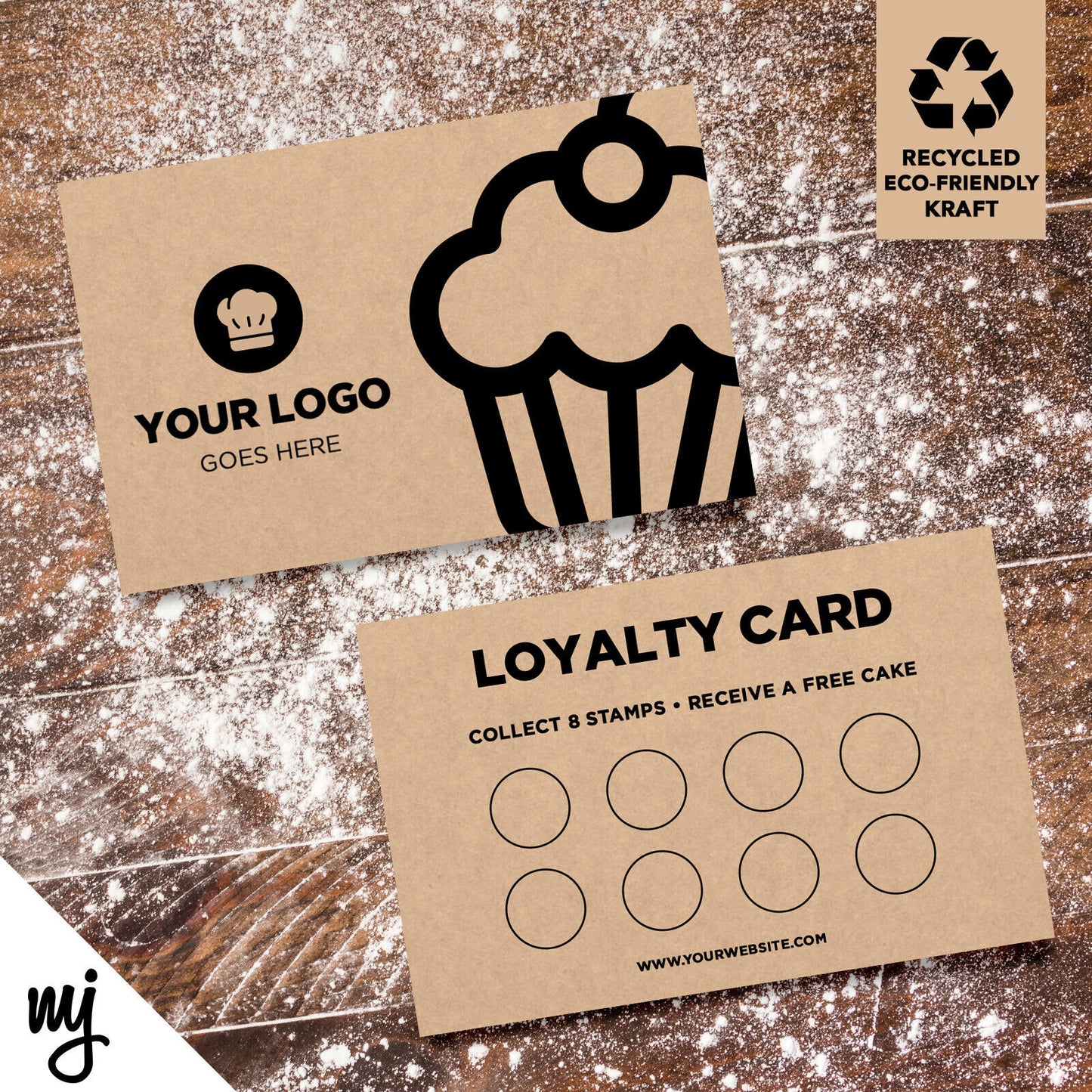 Kraft Loyalty Card Printing Eco Recyclable | Bakery Cake Bread Shop Food Cafe 03