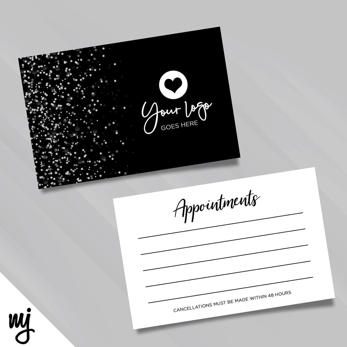 Black White Glitter Appointment Cards