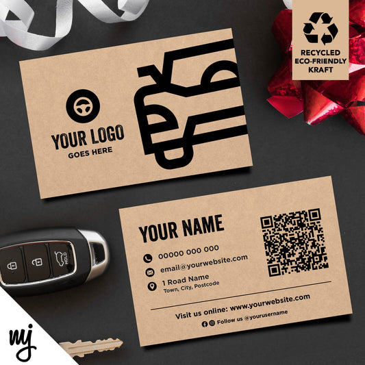 Kraft Business Cards Eco Recyclable | Car Vehicle Valet Showroom Auto Driving 03