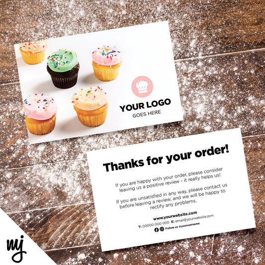 Custom Printed Ebay/etsy Thank You Cards | Bakery Cake Bread Shop Food Cafe 06