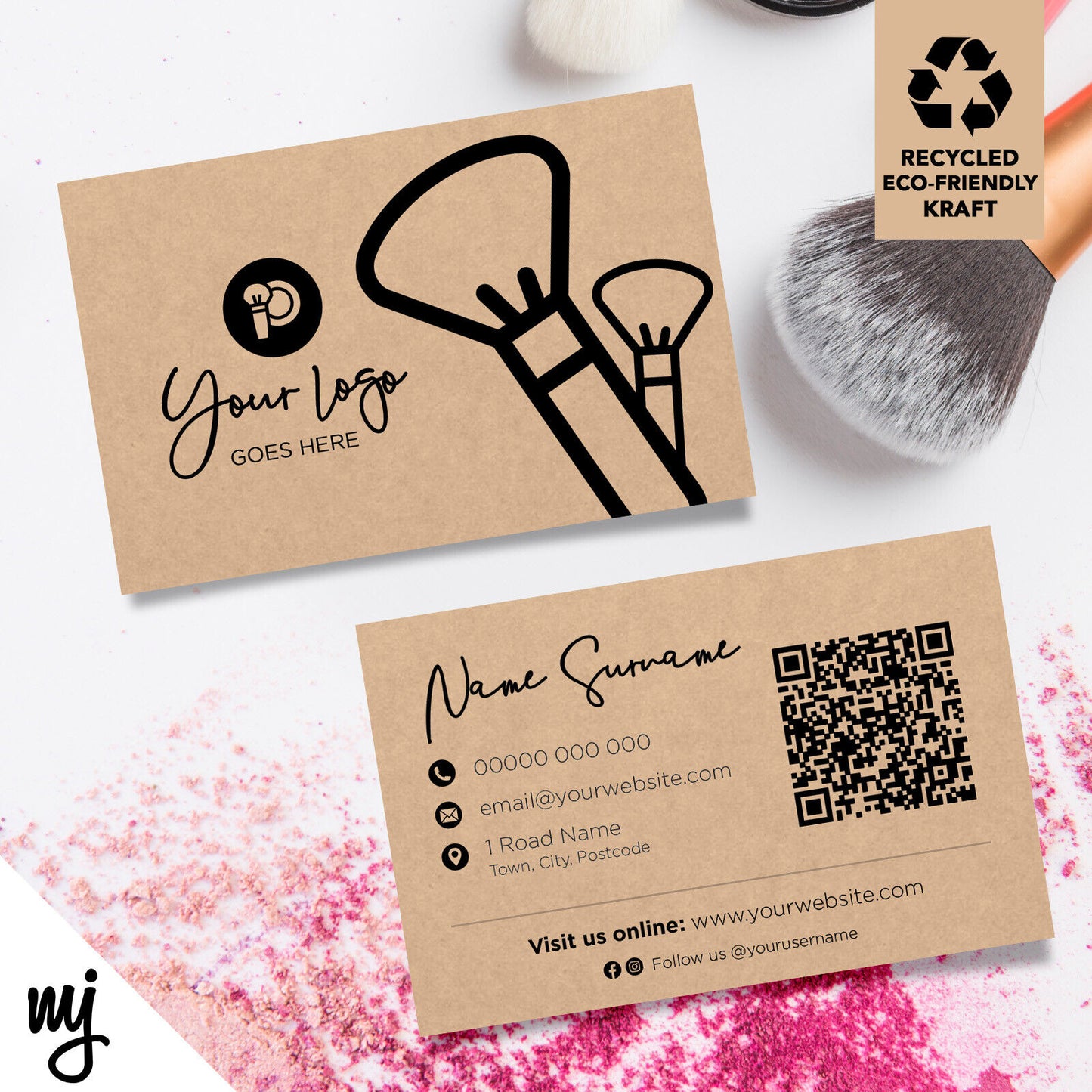 Kraft Business Cards Eco Recyclable | Make Up Artist Beauty Aesthetics Mua 02