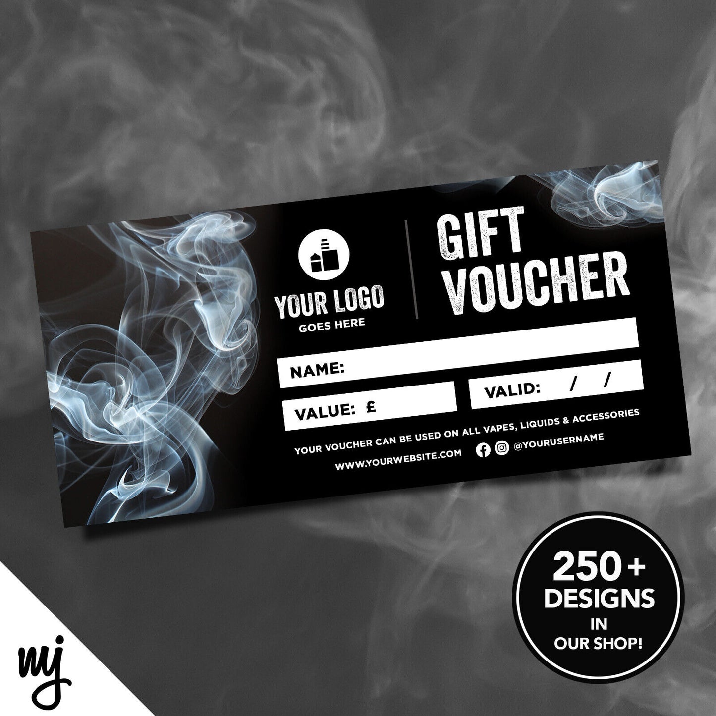 Custom Printed Business Gift Vouchers | Vapour Smoke Quit Smoking Business 2