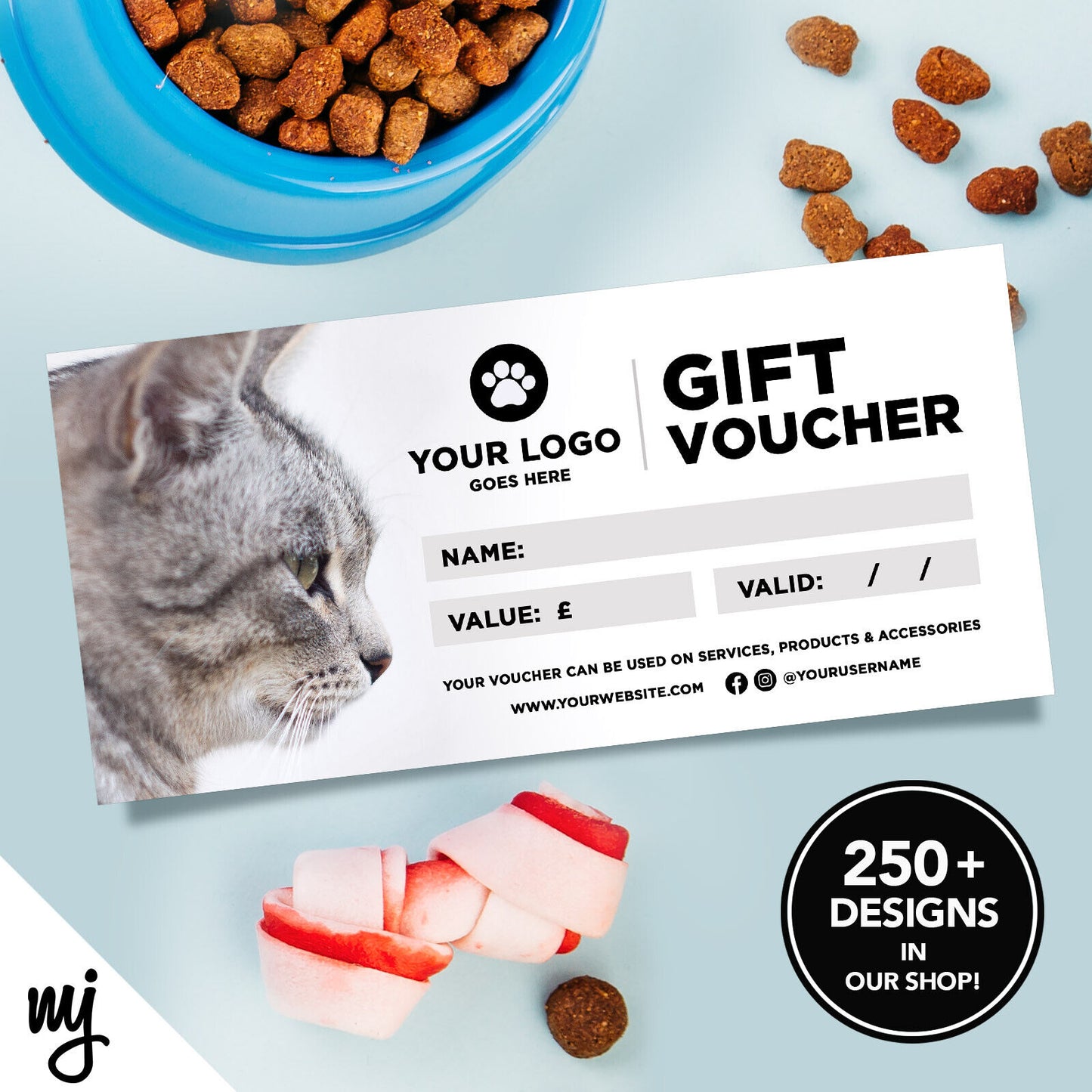 Custom Printed Business Gift Vouchers | Pet Shop Supplies Cat Kitten 01